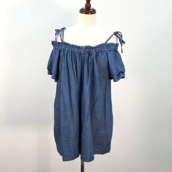 LOFT Tops - NWT Ann Taylor LOFT Off the Shoulder Blue Blouse